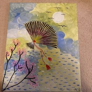 CHERRY Blossom Tree & Fan Painting 🎨